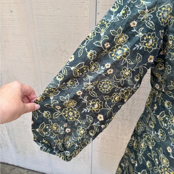 J. Crew Green Floral Boho Mini Dress w Sweetheart Neckline - Picture 5 of 10